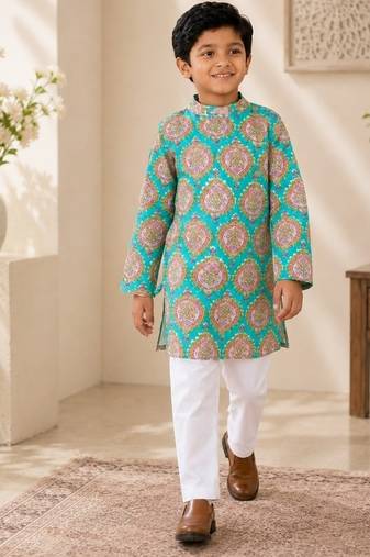 Boys sea green kurta set