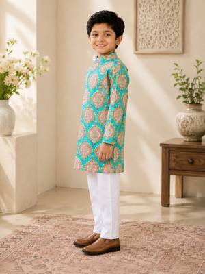 Boys sea green kurta set 2