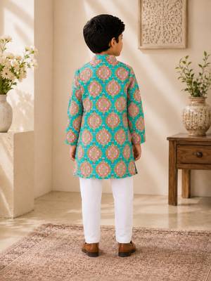 Boys sea green kurta set 3
