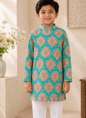 Boys sea green kurta set 4