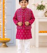 Boys pink patola kurta set