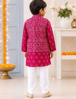 Boys pink patola kurta set 3
