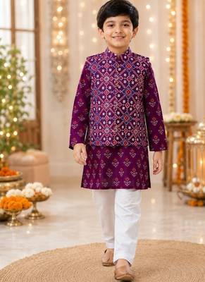 Purple patola kurta set 1