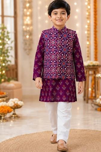 Purple patola kurta set