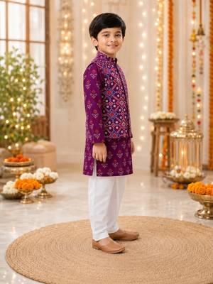 Purple patola kurta set 2