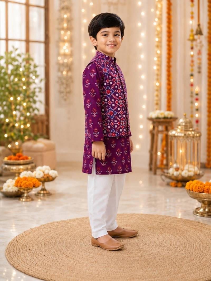 Purple patola kurta set