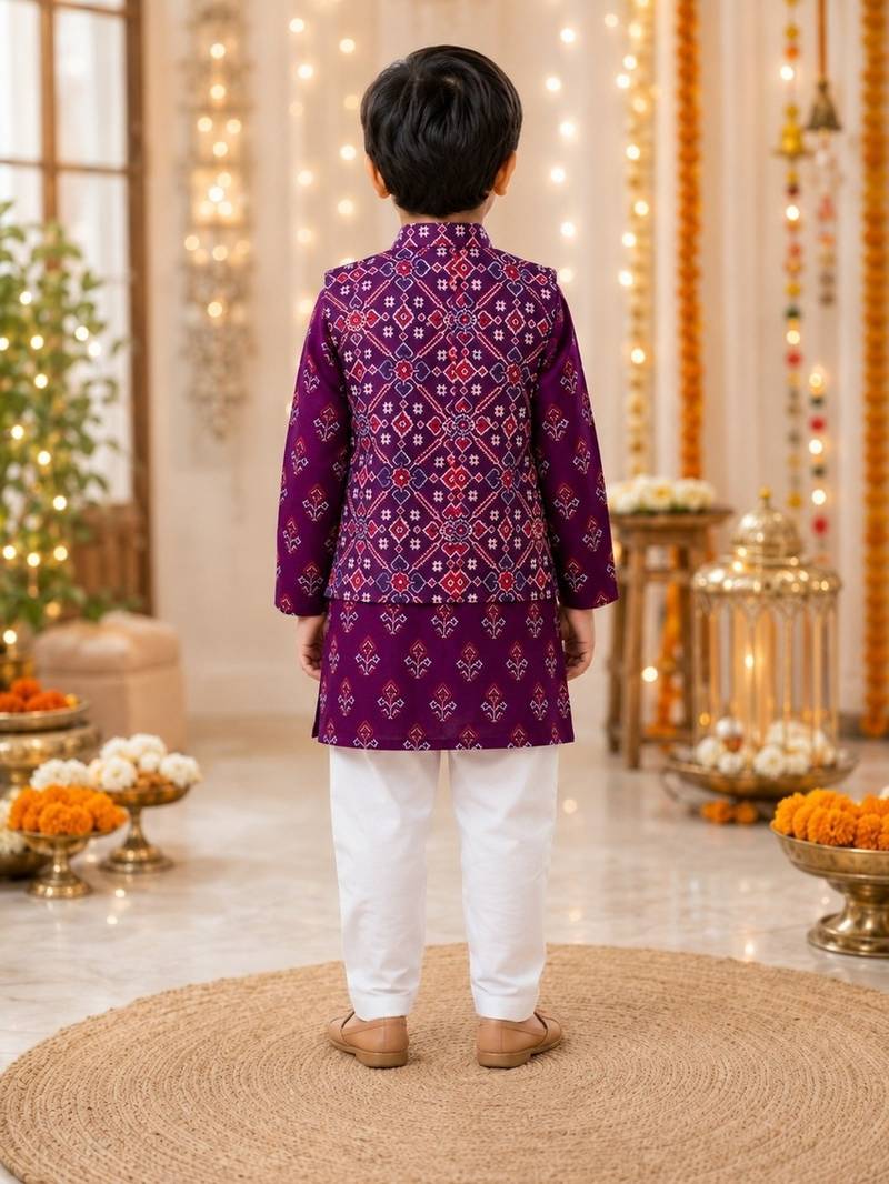Purple patola kurta set