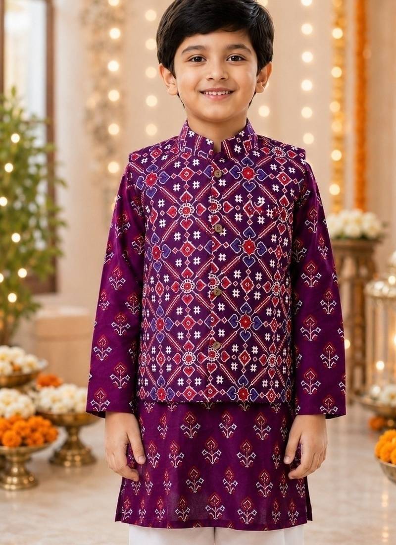 Purple patola kurta set
