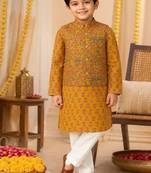 Mustard jaal boota kurta set