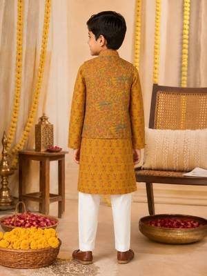 Mustard jaal boota kurta set 3