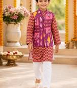 Boys purple ikkat kurta set
