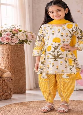 Yellow mughal dhoti set 1