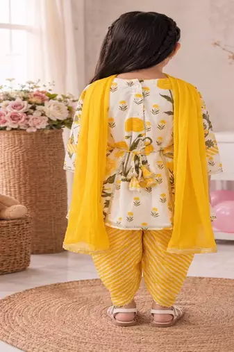 Yellow mughal dhoti set