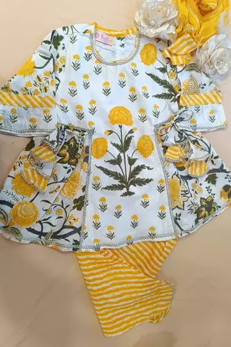 Yellow mughal dhoti set