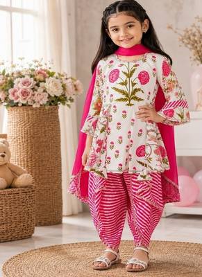 Pink leheriya dhoti set 1