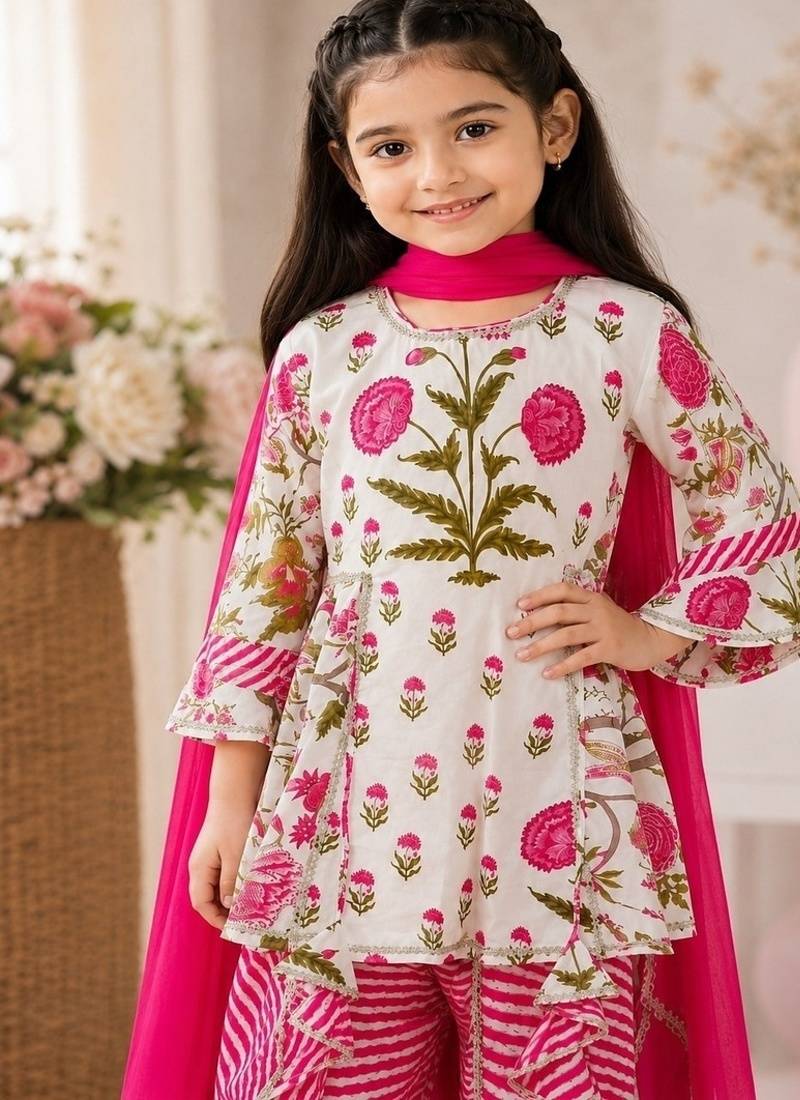Pink leheriya dhoti set