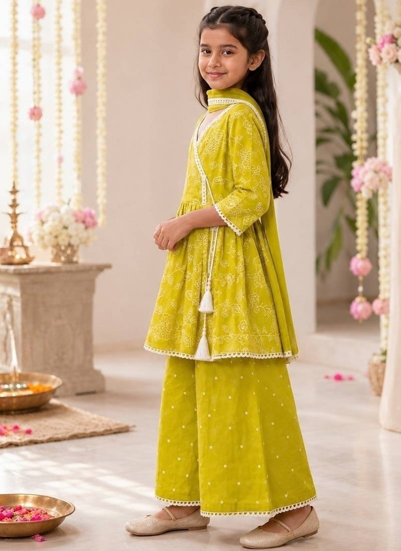 Girls lime palazzo set