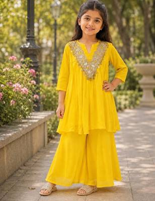 Girls yellow palazzo set 1