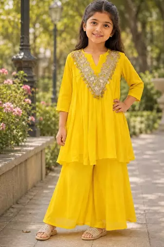 Girls yellow palazzo set