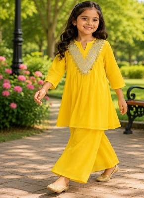 Girls yellow palazzo set 2