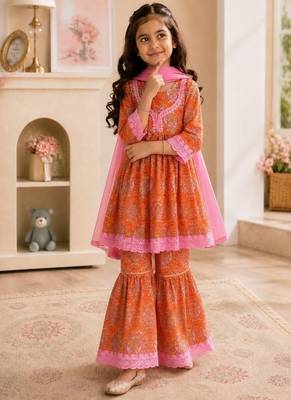 Girls kesariya sharara set 1