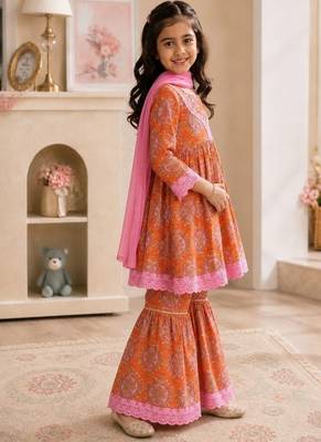Girls kesariya sharara set 2