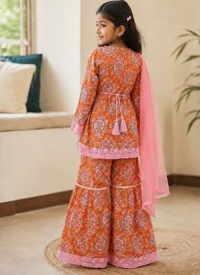 Girls kesariya sharara set 3