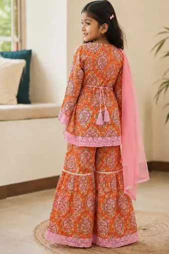 Girls kesariya sharara set