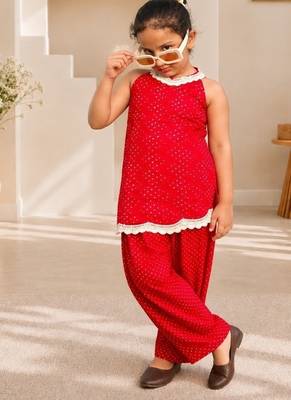 Rani pink bandhej kurti set 3