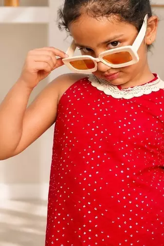Rani pink bandhej kurti set