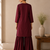 Wine cotton plain casual kurta set with dupatta for women