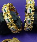 Gold plated meenakari elephant bangles set of 2 | handpainted enamel elephant motif kada kangan for women & girls