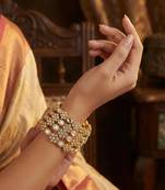 Gold-plated kundan & cubic zirconia studded bangle set for women (pack of 4)