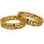 Gold plated temple jewellery elephant motif bangles set of 2 | matte antique royal baraat design kada kangan for women