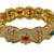 Gold plated floral meenakari bangles set of 2 with ruby green stones & cubic zirconia