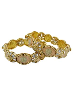 Set of 2 gold plated meenakari & kundan studded kada bangles for women 3
