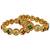 Ethnic gold plated red green stone & pearl studded bangle set | festive wear jewellery (set of 2)