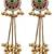 Women gold-toned & pink antique kashmiri floral stud earrings with ghungroo drop tassels