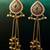 Women gold-toned & pink antique kashmiri floral stud earrings with ghungroo drop tassels