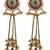 Women gold-toned & pink antique kashmiri floral stud earrings with ghungroo drop tassels