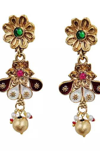 Gold-plated beaded kundan & meenakari long rani haar jewellery set