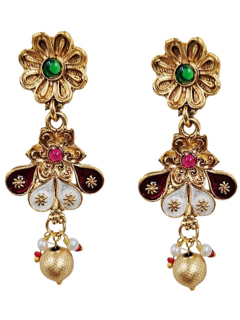 Gold-plated beaded kundan & meenakari long rani haar jewellery set