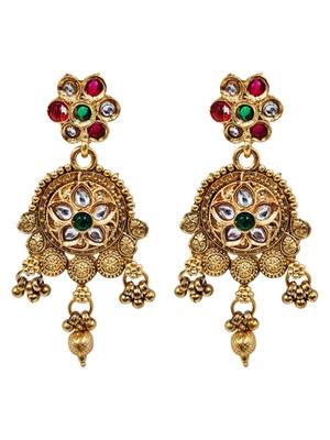 Women gold-plated kundan & pearl studded multi-strand choker jewellery set 3