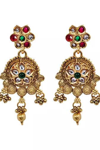 Women gold-plated kundan & pearl studded multi-strand choker jewellery set