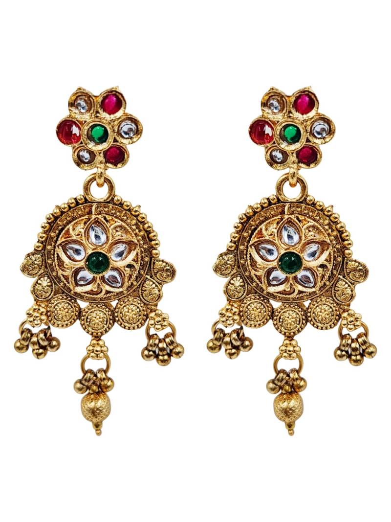 Women gold-plated kundan & pearl studded multi-strand choker jewellery set