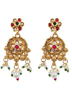 Gold-plated peacock & kundan studded choker jewellery set with earrings 3