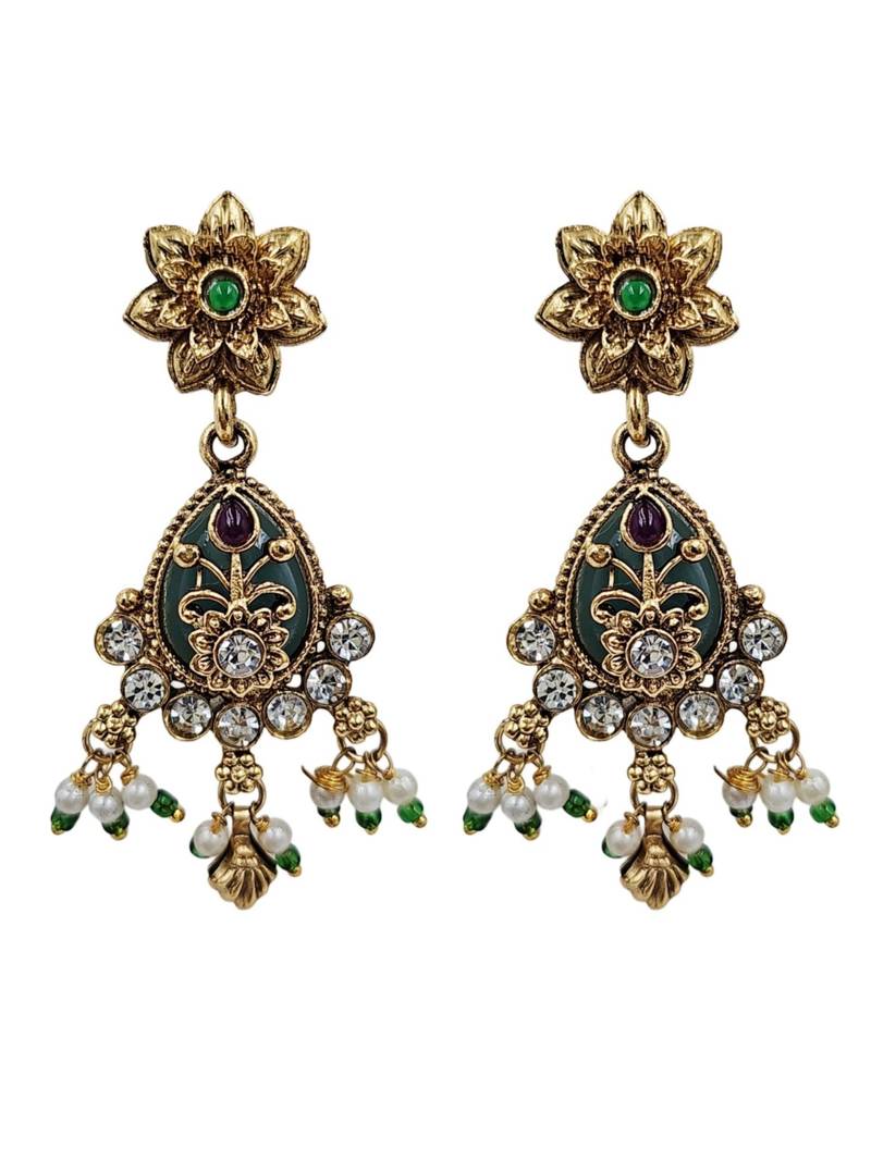 Gold-plated green & ruby enamelled kundan studded choker jewellery set