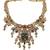 Women gold-toned & green temple antique jewellery set with maang tikka
