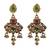 Women gold-toned & green temple antique jewellery set with maang tikka