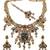 Women gold-toned & green temple antique jewellery set with maang tikka